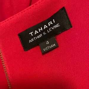 Short sleeved red dress with zipper back with red lining.